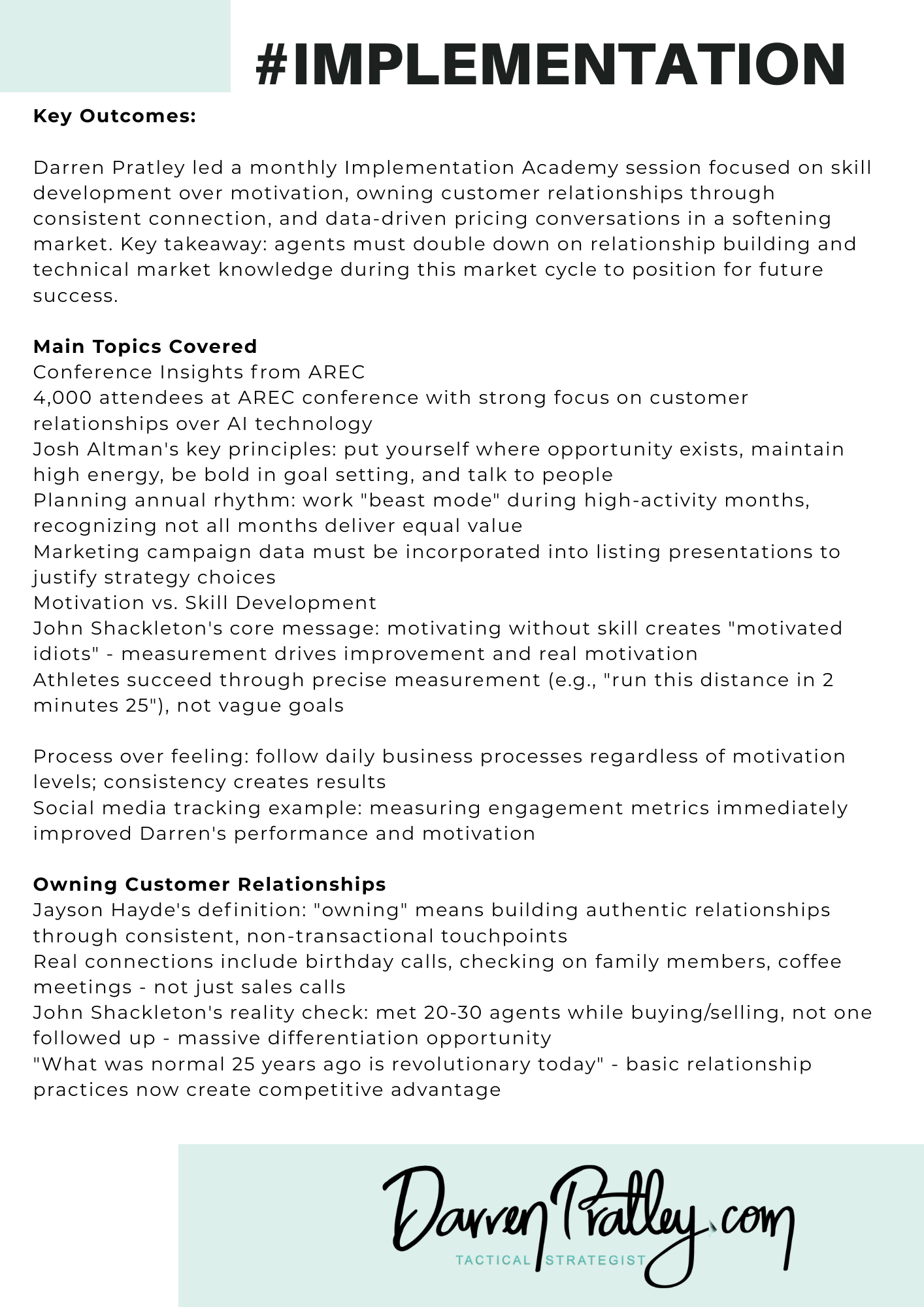 #Implementation Academy Notes May