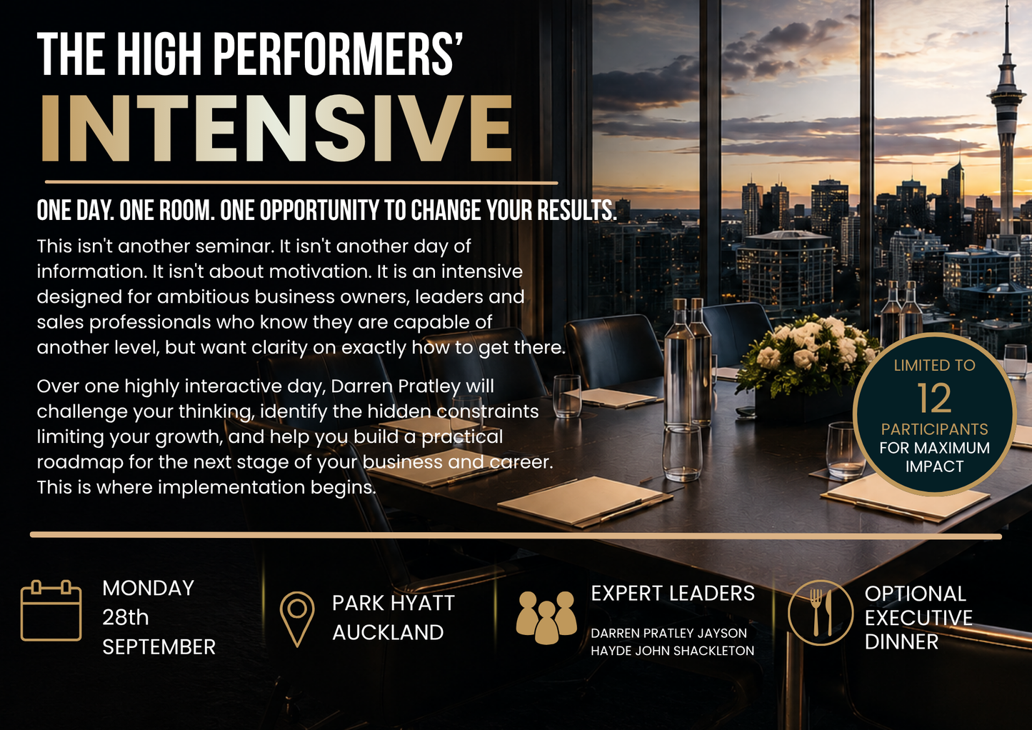 One Day Intensive includes Executive Dinner
